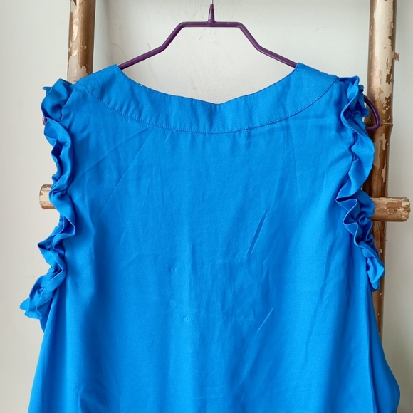 French Cobalt Neon Blue Frill Dress/ Long Top - Picture 4 of 14